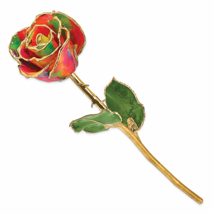 Lovely Rita's Trimmed Rose 24k Gold Plated Trim Aurora Neon Rainbow Rose