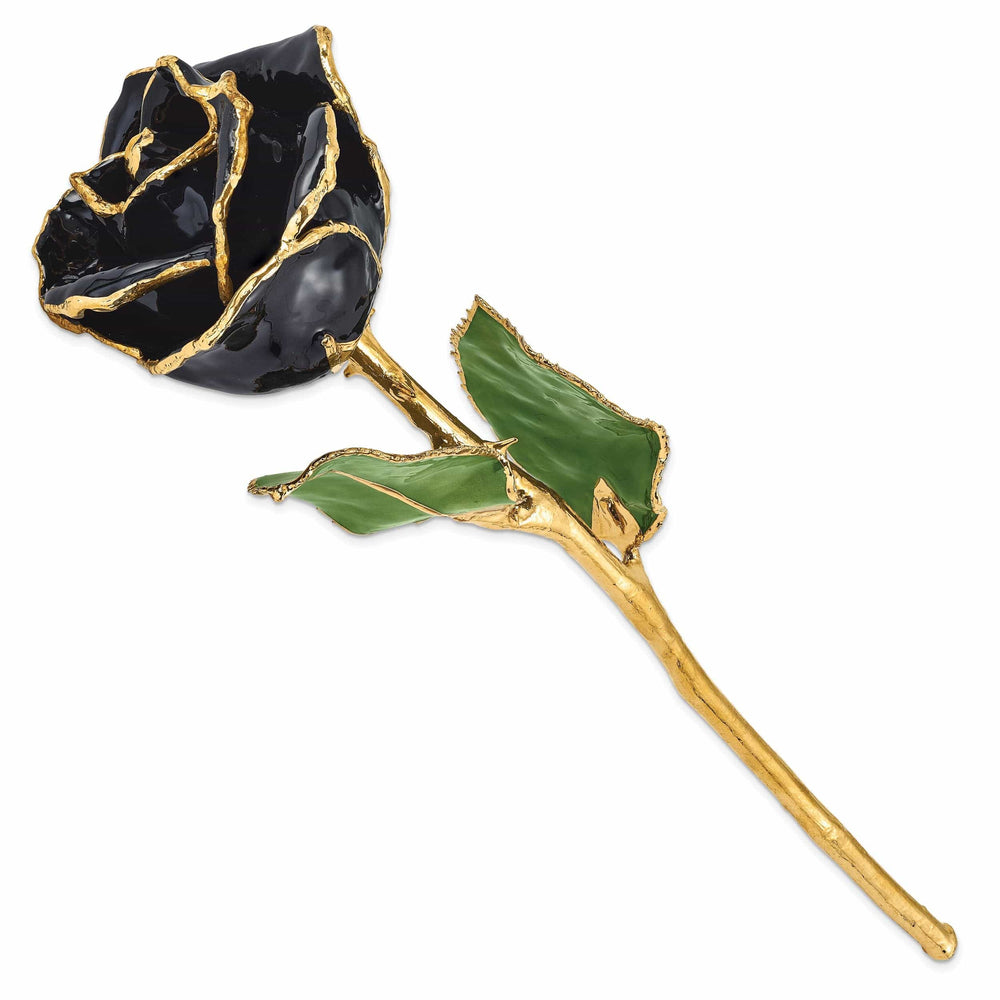 Lovely Rita's Trimmed Rose 24k Gold Plated Trim Black Rose