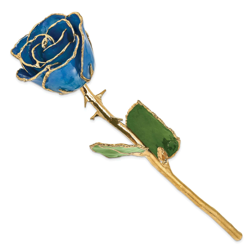 Lovely Rita's Trimmed Rose 24k Gold Plated Trim Blue Rose