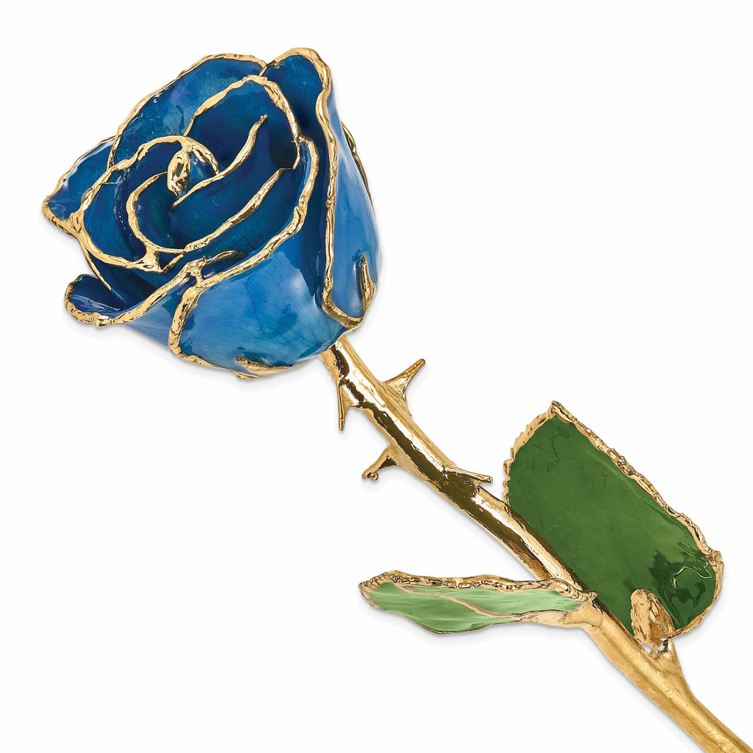 Lovely Rita's Trimmed Rose 24k Gold Plated Trim Blue Rose
