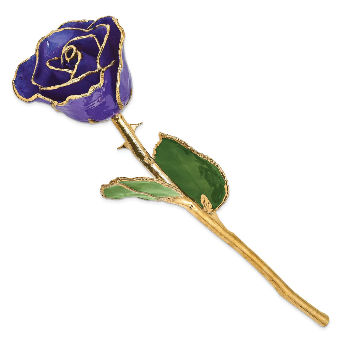 Lovely Rita's Trimmed Rose 24k Gold Plated Trim Blue Violet Pearl Rose