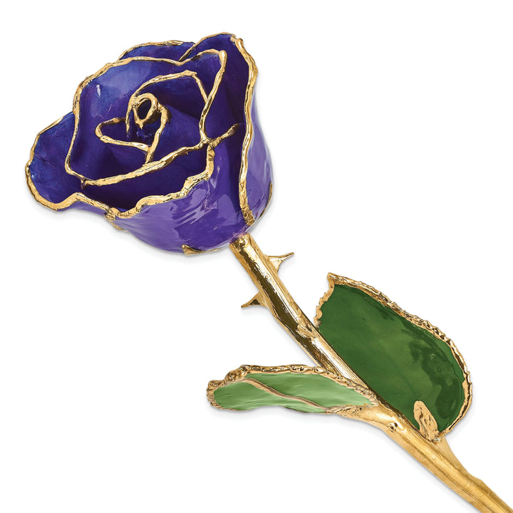 Lovely Rita's Trimmed Rose 24k Gold Plated Trim Blue Violet Pearl Rose