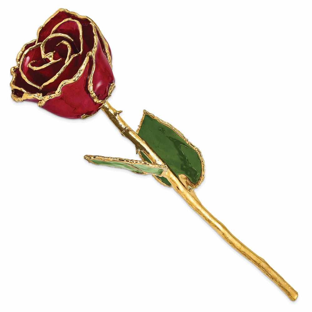 Lovely Rita's Trimmed Rose 24k Gold Plated Trim Burgundy Rose