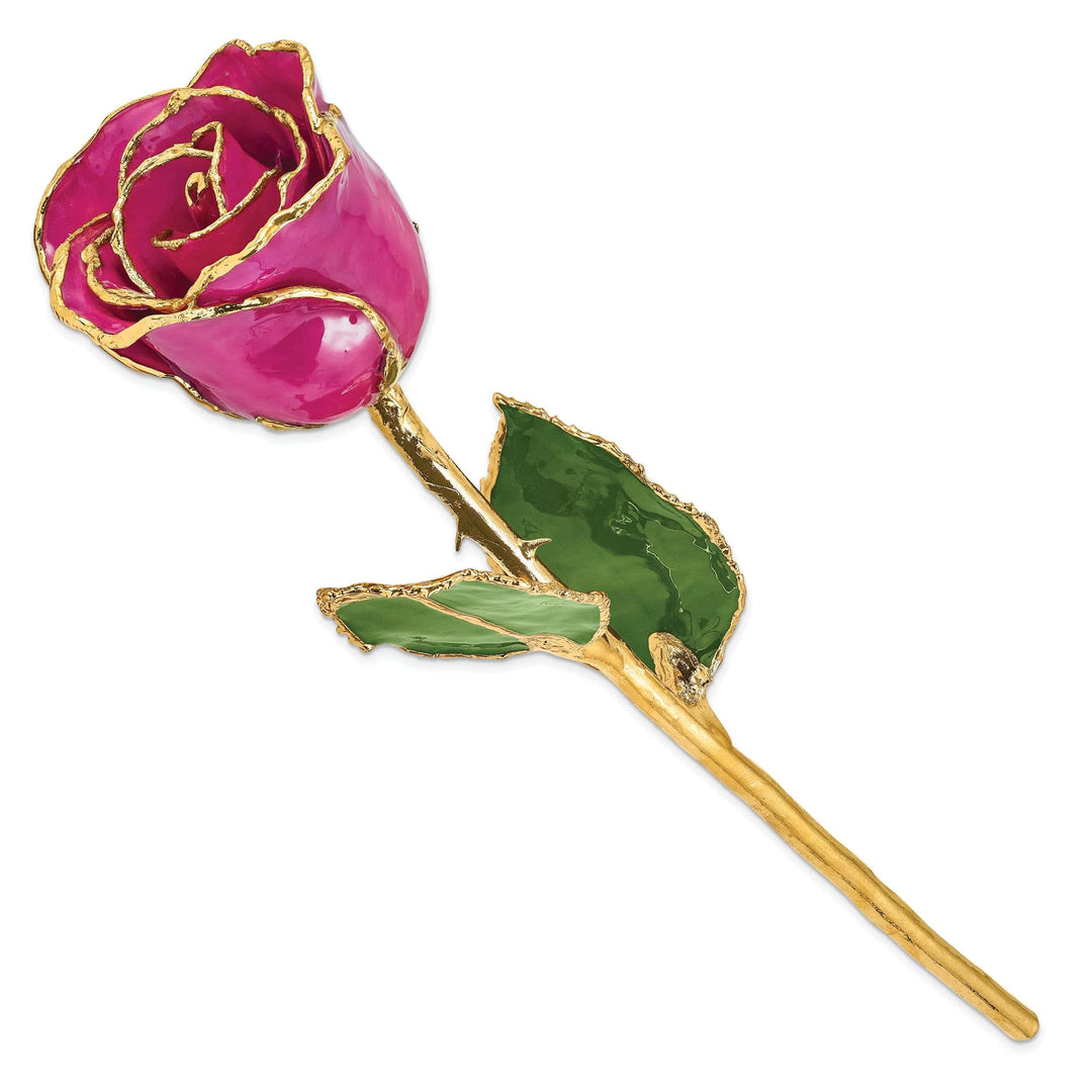Lovely Rita's Trimmed Rose 24k Gold Plated Trim Fuchsia Rose