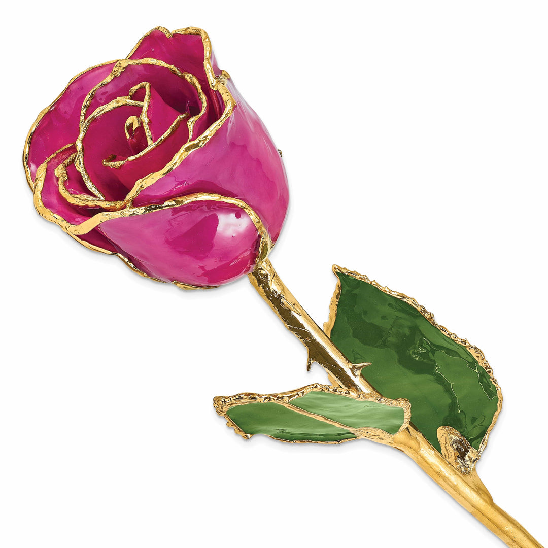 Lovely Rita's Trimmed Rose 24k Gold Plated Trim Fuchsia Rose