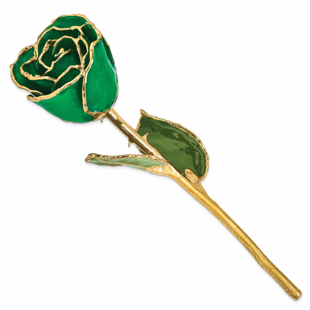 Lovely Rita's Trimmed Rose 24k Gold Plated Trim Green Rose