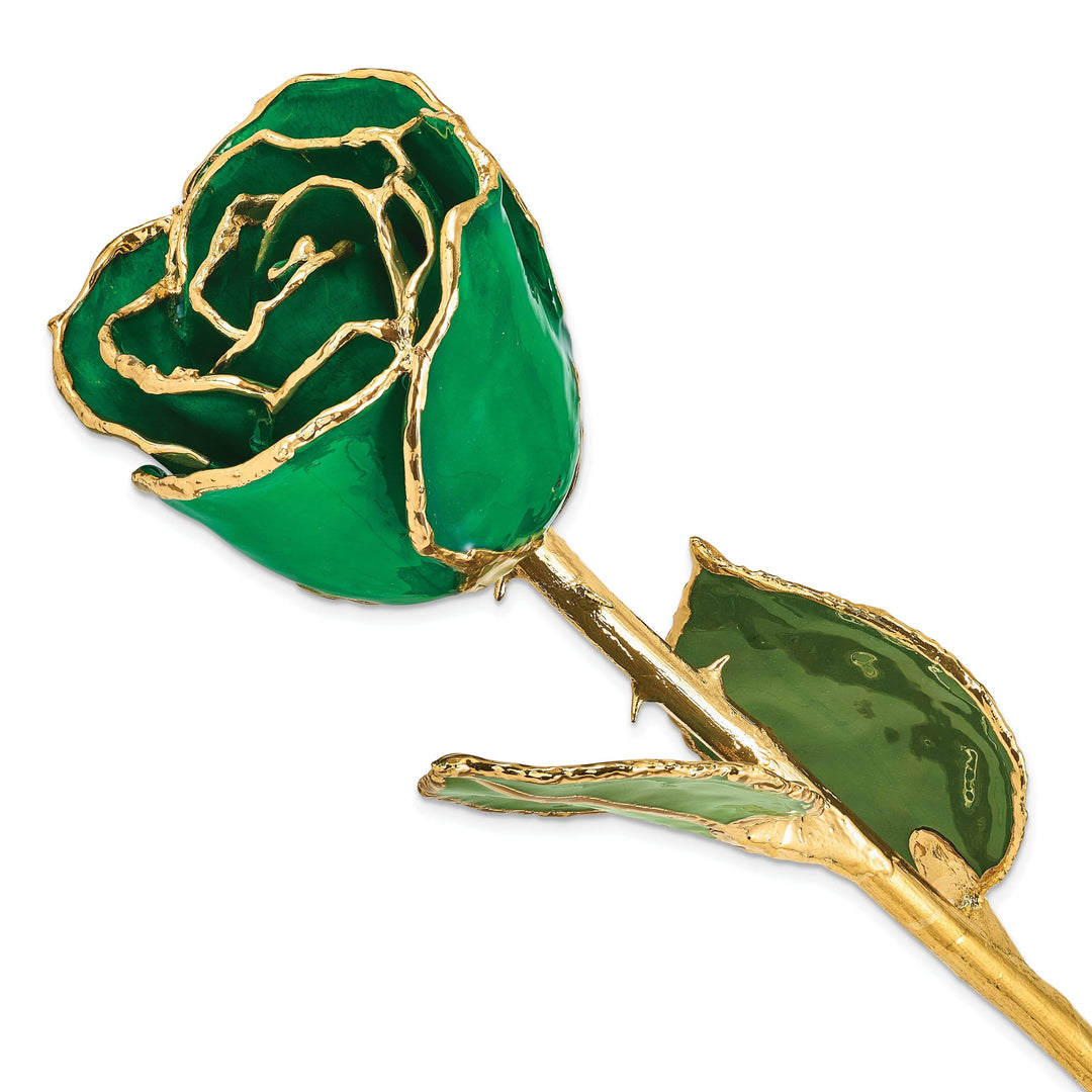 Lovely Rita's Trimmed Rose 24k Gold Plated Trim Green Rose