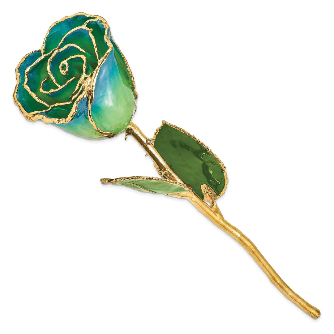 Lovely Rita's Trimmed Rose 24k Gold Plated Trim Peridot and Navy Pearl Rose