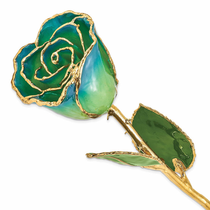 Lovely Rita's Trimmed Rose 24k Gold Plated Trim Peridot and Navy Pearl Rose