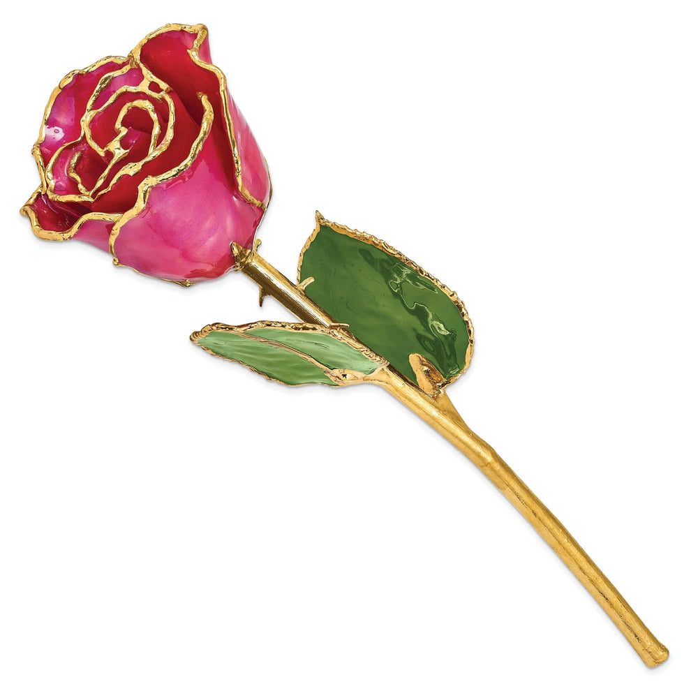 Lovely Rita's Trimmed Rose 24k Gold Plated Trim Plum Fuchsia Rose