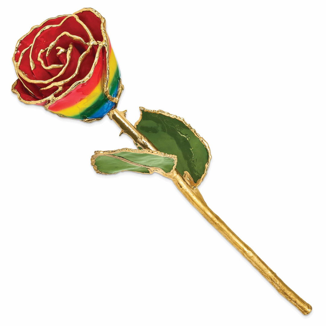 Lovely Rita's Trimmed Rose 24k Gold Plated Trim Rainbow Rose