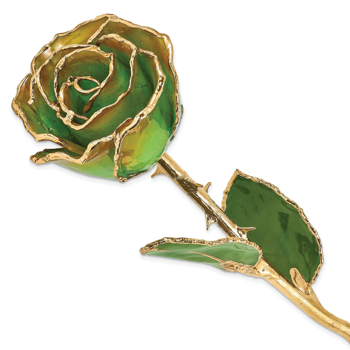 Lovely Rita's Trimmed Rose 24k Gold Plated Trimmed Peridot and Orange Rose