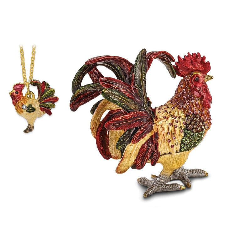 Jere Collection Trinket Box Bejeweled Crystal Strutting Rooster Trinket Box