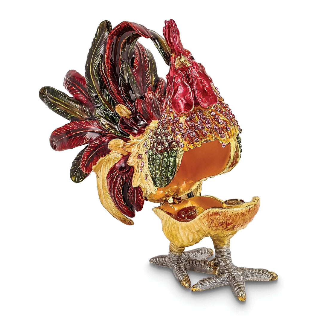 Jere Collection Trinket Box Bejeweled Crystal Strutting Rooster Trinket Box