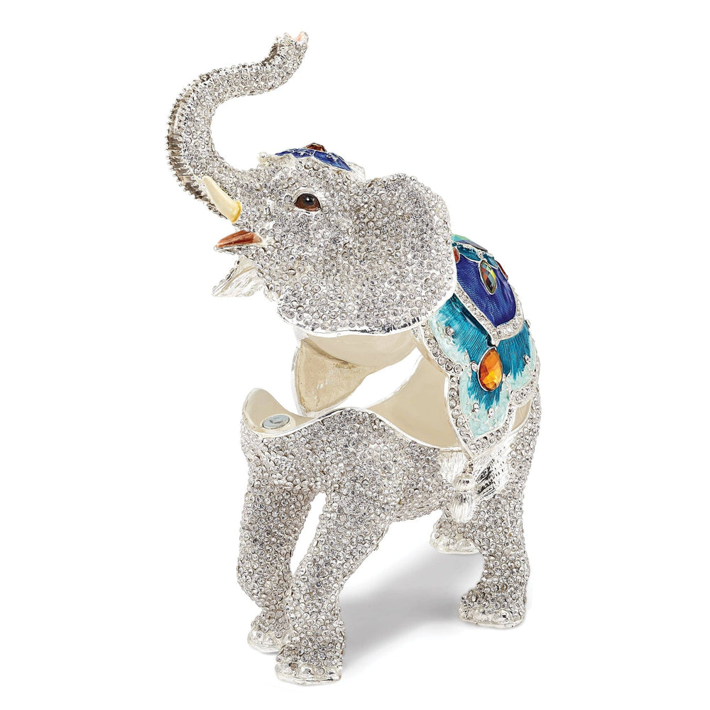 Jere Collection Trinket Box Bejeweled Crystal White Elephant Trinket Box