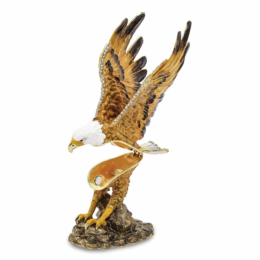 Jere Collection Trinket Box Bejeweled Pewter Majestic Eagle Trinket Box