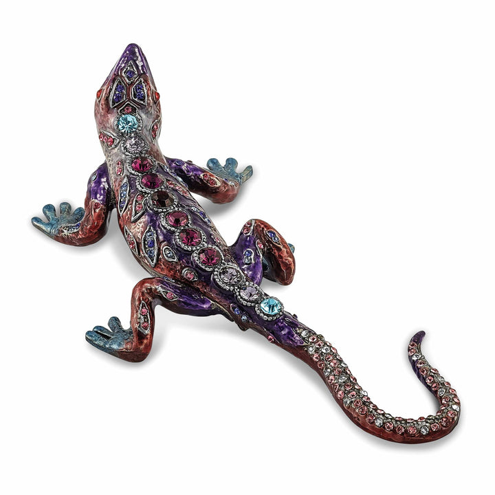 Jere Collection Trinket Box Gecko Trinket Box Purple Red and Blue Enamel