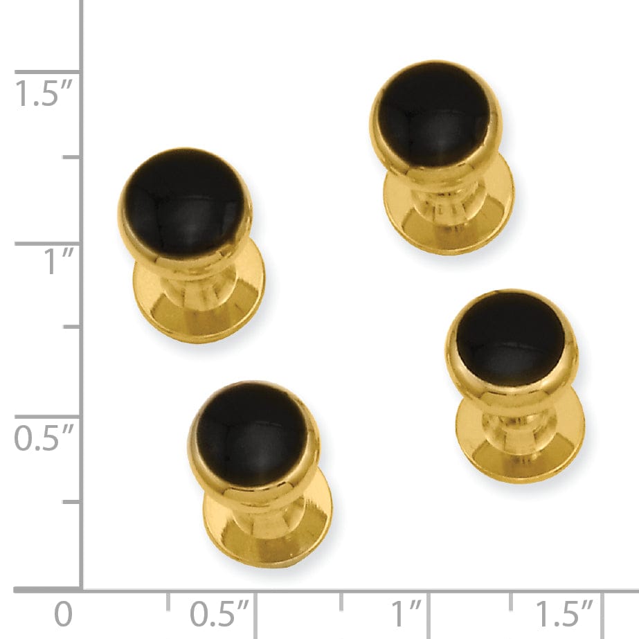 Kelly Waters Tuxedo Studs Gold Plated Four Piece Black Epoxy Tuxedo Studs