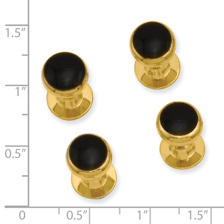 Kelly Waters Tuxedo Studs Gold Plated Four Piece Black Epoxy Tuxedo Studs