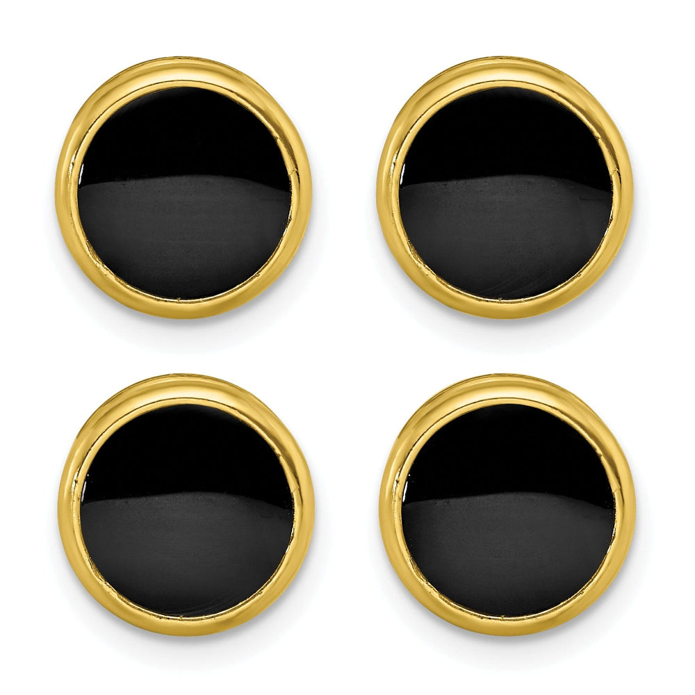Kelly Waters Tuxedo Studs Gold Plated Four Piece Black Epoxy Tuxedo Studs
