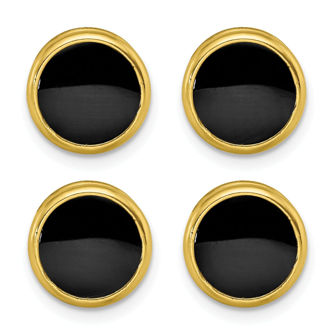 Kelly Waters Tuxedo Studs Gold Plated Four Piece Black Epoxy Tuxedo Studs