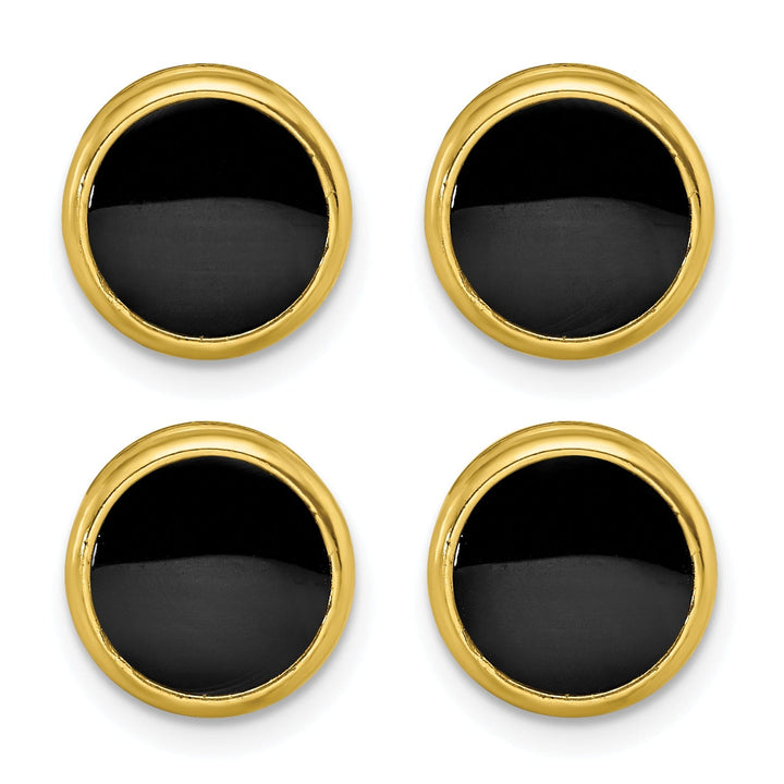 Kelly Waters Tuxedo Studs Gold Plated Four Piece Black Epoxy Tuxedo Studs