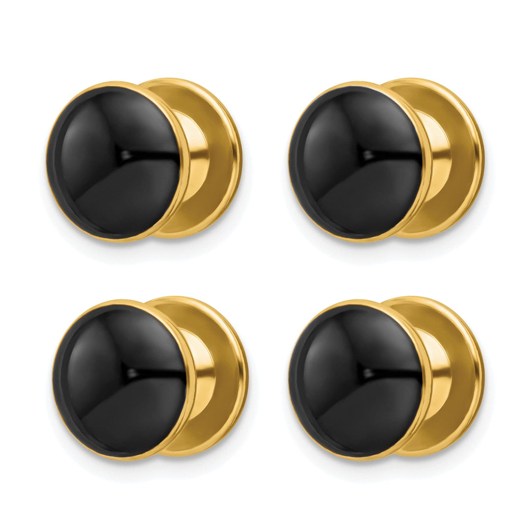 Kelly Waters Tuxedo Studs Gold Plated Four Piece Black Epoxy Tuxedo Studs