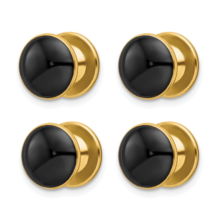 Kelly Waters Tuxedo Studs Gold Plated Four Piece Black Epoxy Tuxedo Studs