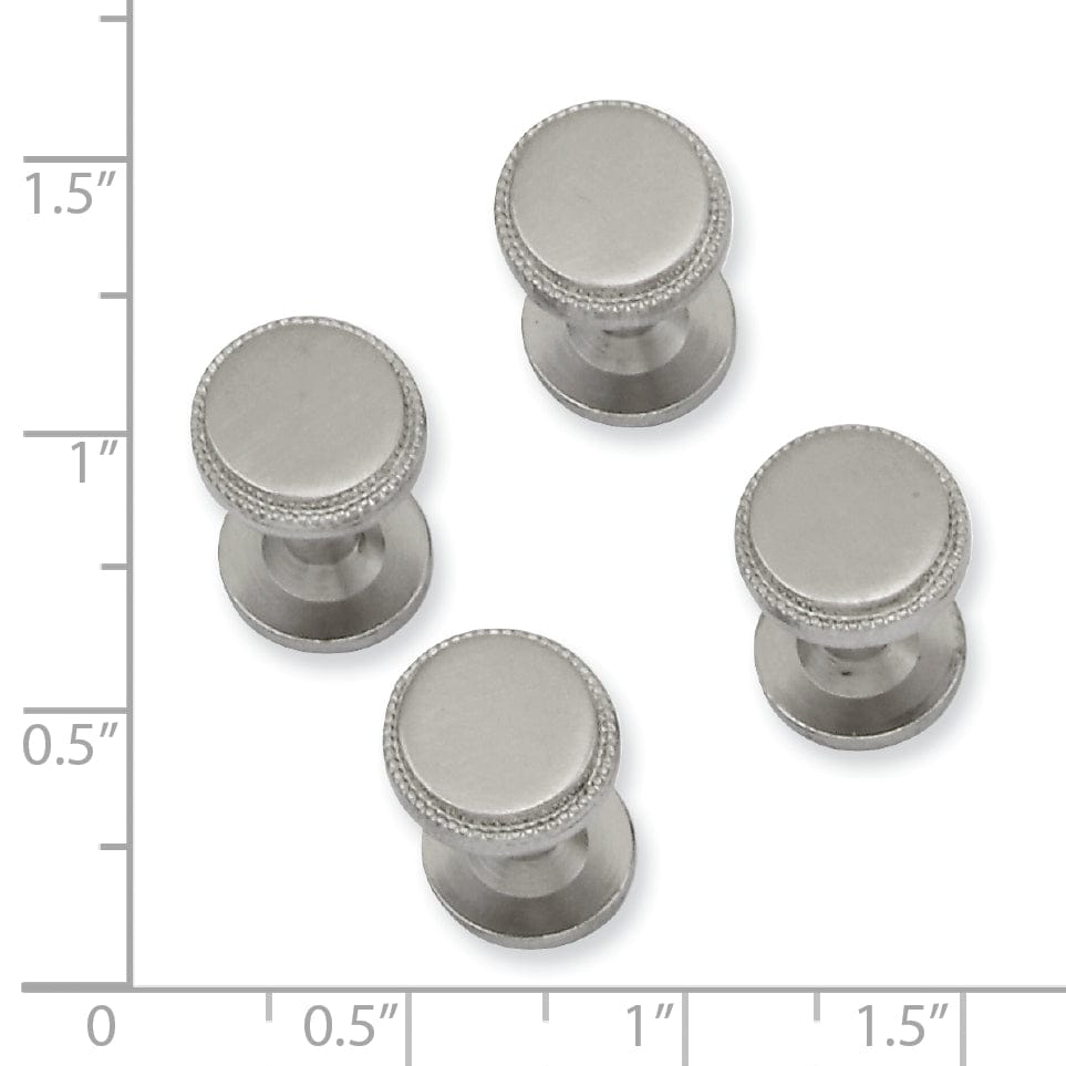 Kelly Waters Tuxedo Studs Rhodium Plated Four Piece Beaded Tuxedo Studs