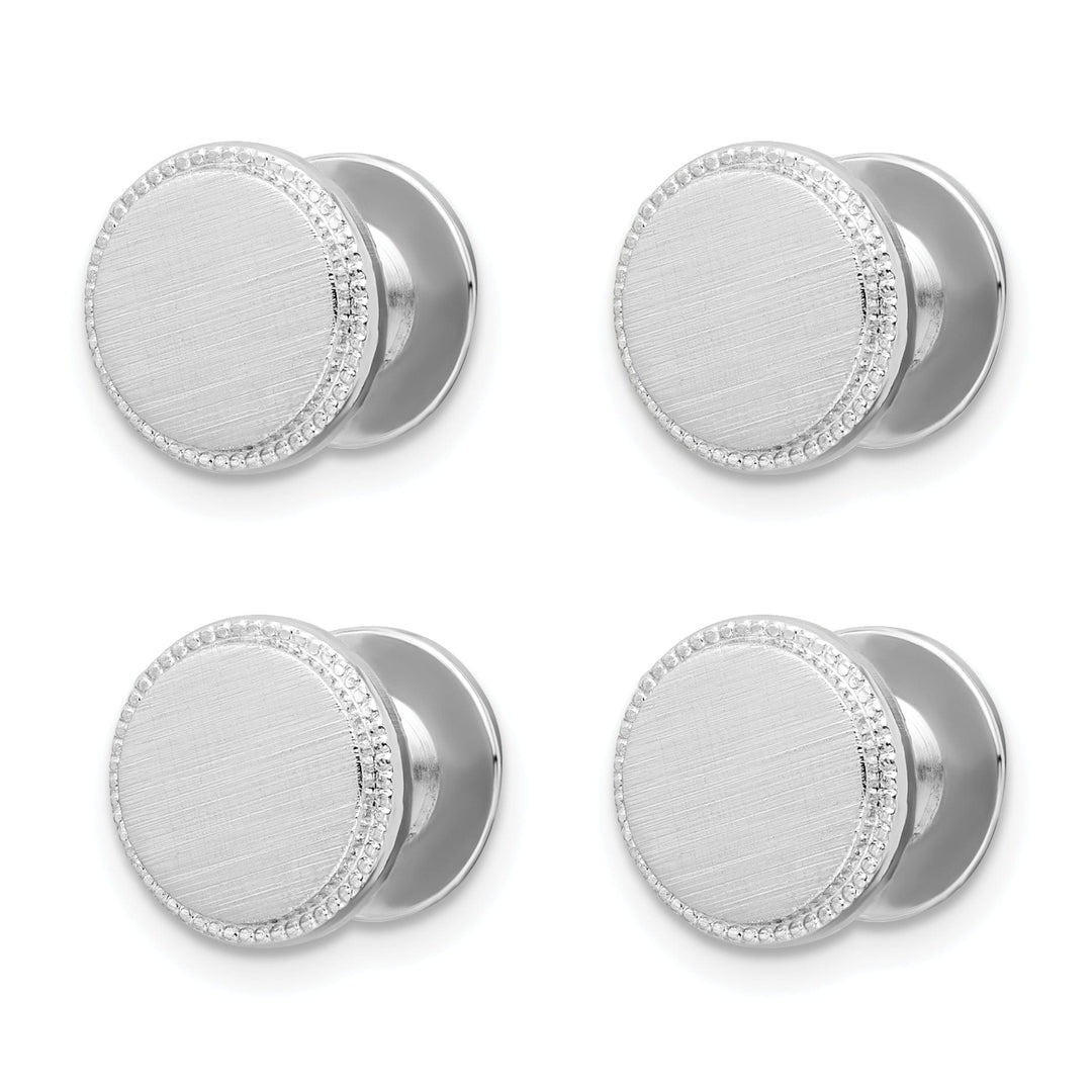 Kelly Waters Tuxedo Studs Rhodium Plated Four Piece Beaded Tuxedo Studs