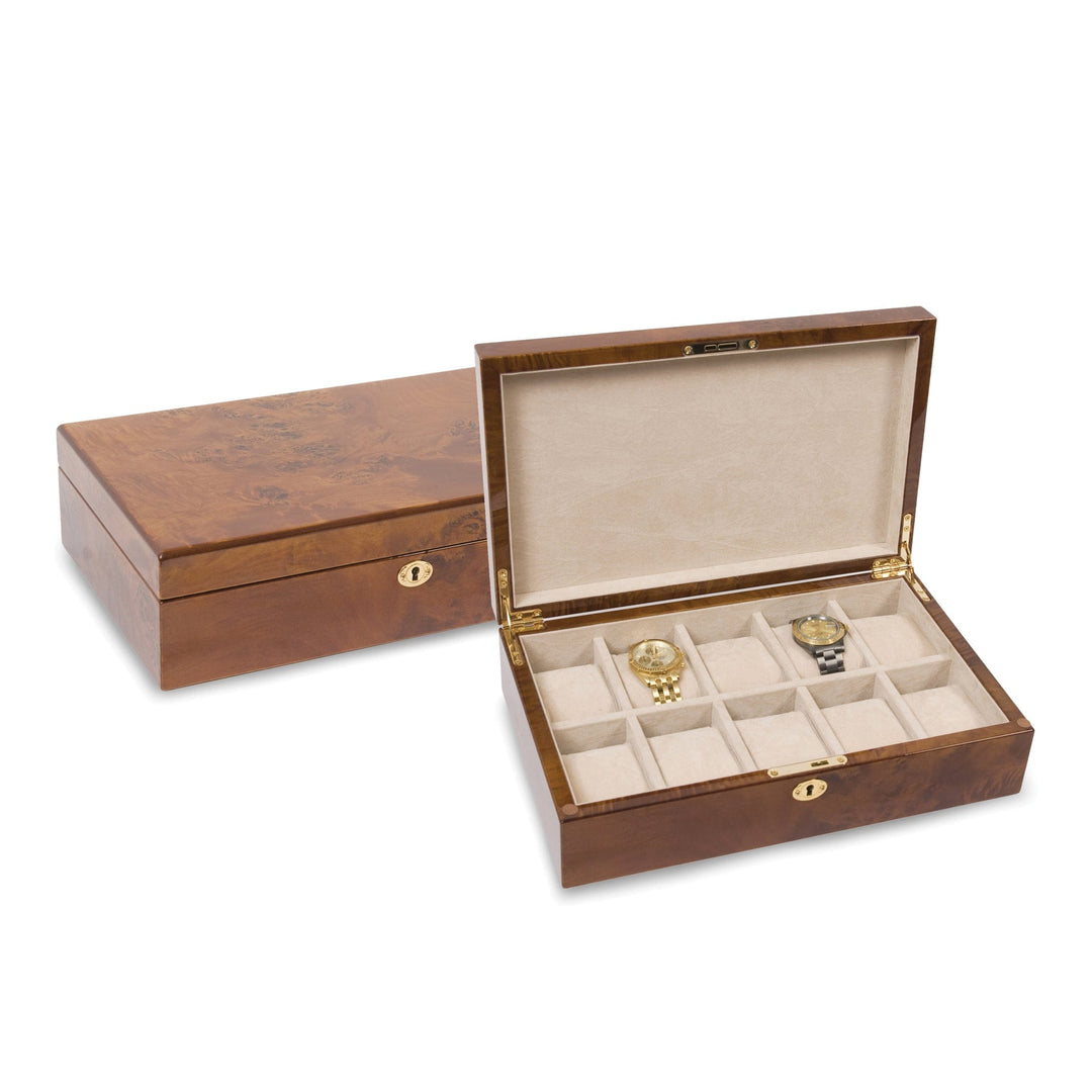 Lovely Rita's Watch Case Burlwood Gloss Finish 10-watch Case lock & key