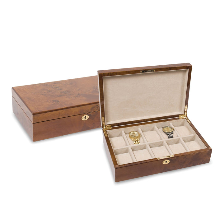 Lovely Rita's Watch Case Burlwood Gloss Finish 10-watch Case lock & key
