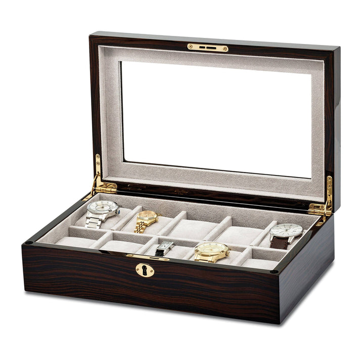 Lovely Rita's Watch Case High Gloss Ebony Finish Locking 10-Watch Case