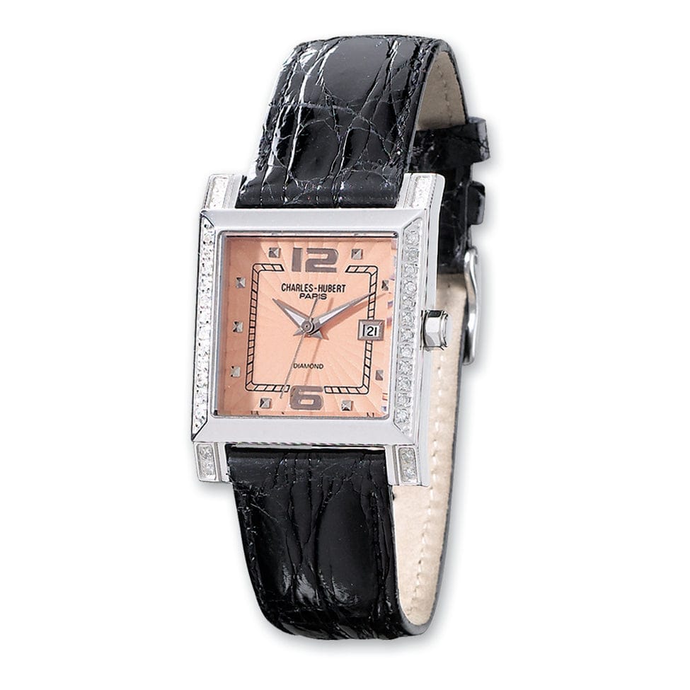 Lovely Rita's Watch Ladies Charles Hubert Diamond Bezel Sapphire Stainless Steel Watch