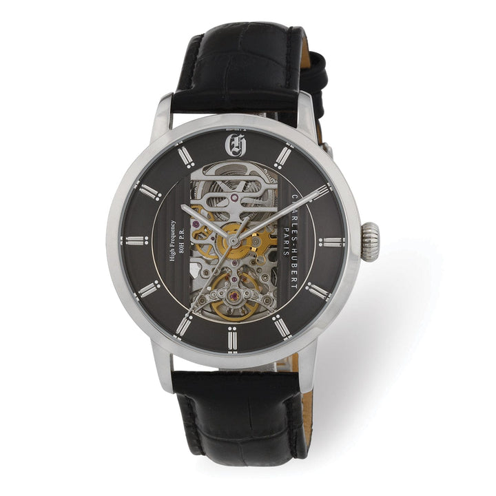 Lovely Rita's Watch Men’s Charles Hubert Stainless Black Skeleton Dial Automatic Watch