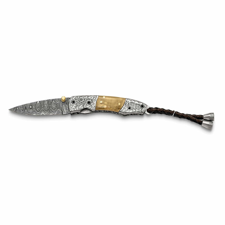 Lovely Rita's Woolly Mammoth Knives Damascus Steel 256 Layer Woolly Mammoth Tusk Ivory Handle Folding Knife